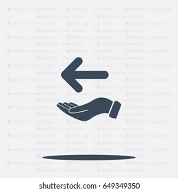 Pictograph of arrow on hand