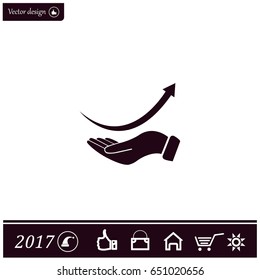 Pictograph of arrow on hand