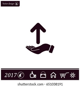 Pictograph of arrow on hand