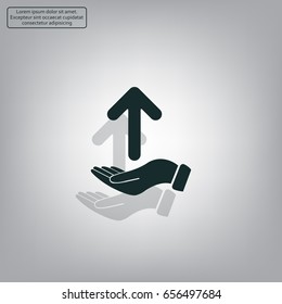 Pictograph of arrow on hand