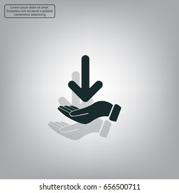 Pictograph of arrow on hand