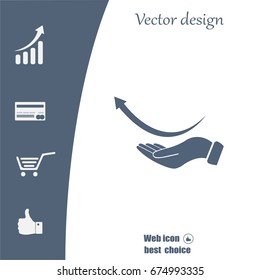 Pictograph of arrow on hand