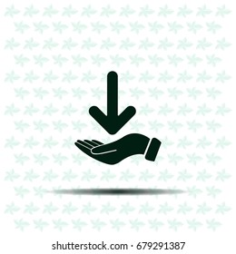 Pictograph of arrow on hand