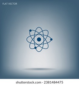 Pictograph of atom illustration flat icon.