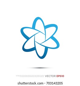 Pictograph of atom molecular orbit for template logo, icon, and identity vector designs