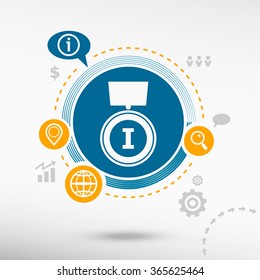 Pictograph of award and creative design elements. Flat design concept                     
