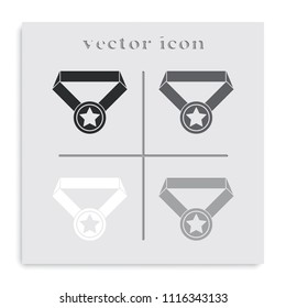 Pictograph of award flat black and white vector icon.