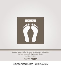 Pictograph of bathroom scale with footprints