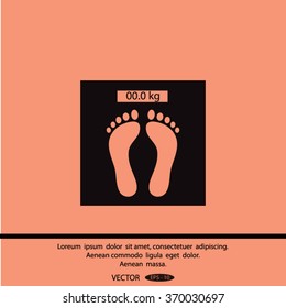 Pictograph of bathroom scale with footprints