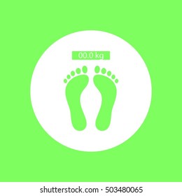 Pictograph of bathroom scale with footprints