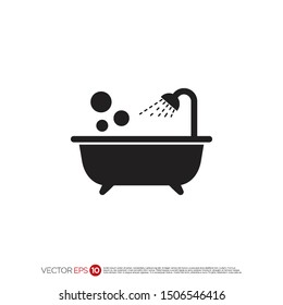 Pictograph of bathtub for template logo, icon, and identity vector designs.