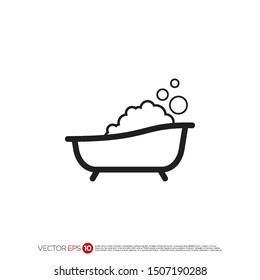 Pictograph of bathtub for template logo, icon, and identity vector designs.