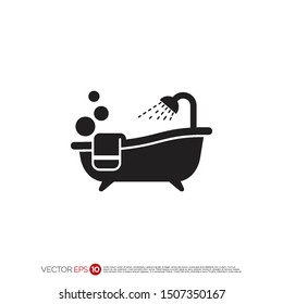 Pictograph of bathtub for template logo, icon, and identity vector designs.