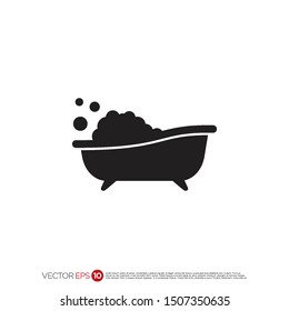 Pictograph of bathtub for template logo, icon, and identity vector designs.