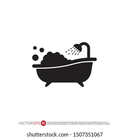 Pictograph of bathtub for template logo, icon, and identity vector designs.