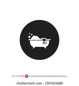 Pictograph of bathtub for template logo, icon, and identity vector designs.