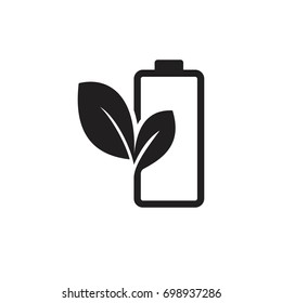Pictograph of battery with leaf for template icon vector designs