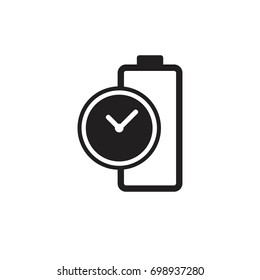 Pictograph of battery with time for template icon vector designs
