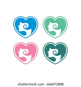 Pictograph of beauty women with glamour hairstyle for template logo, icon, and identity vector designs.