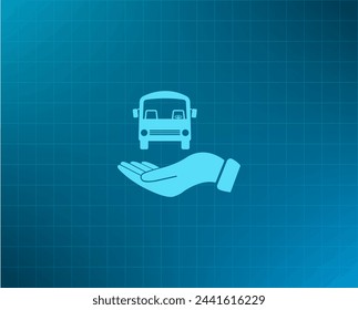Pictograph of bus in hand. Vector icon 10 EPS