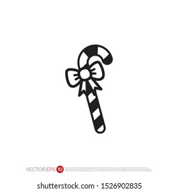 Pictograph of candy cane for template logo, icon, and identity vector designs.