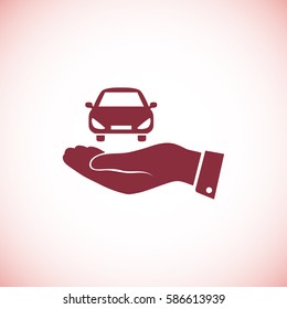 Pictograph of car icon in hand, vector best flat icon, EPS