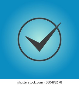 Pictograph of check mark. Flat vector illustration in black on white background.