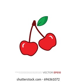 Pictograph of cherry fruit for template logo, icon, and identity vector designs