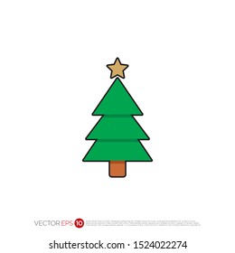 Pictograph of christmas tree for template icon vector designs.