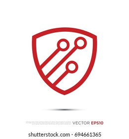 Pictograph of  circuit panel technology combine with shield for template logo, icon, and identity vector designs