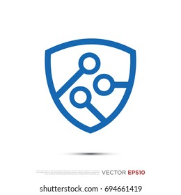Pictograph of  circuit panel technology combine with shield for template logo, icon, and identity vector designs