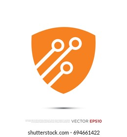 Pictograph of  circuit panel technology combine with shield for template logo, icon, and identity vector designs