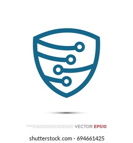 Pictograph of  circuit panel technology combine with shield for template logo, icon, and identity vector designs