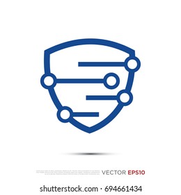 Pictograph of  circuit panel technology combine with shield for template logo, icon, and identity vector designs