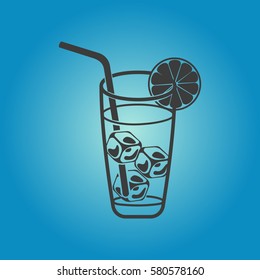 Pictograph of  cold drinks. Flat vector illustration in black on white background.
