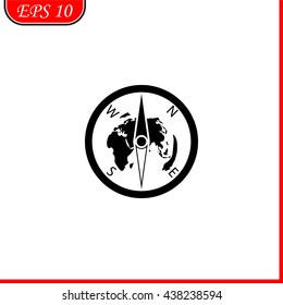 Pictograph of compass icon. Simple black vector symbol. Logo for web. Image for business.