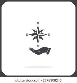 Pictograph of compass on the hand