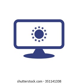 Pictograph of computer  icon, vector illustration. Flat design  