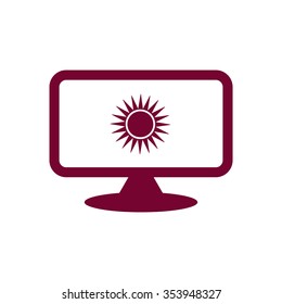 Pictograph of computer  icon, vector illustration. Flat design  