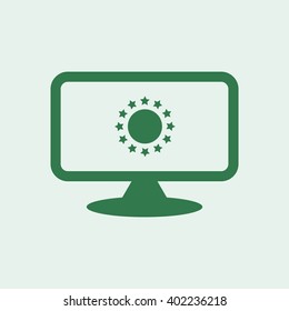 Pictograph of computer  icon, vector illustration. Flat design  