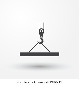 pictograph crane hook, lifting work, installation works, building, fully editable vector image