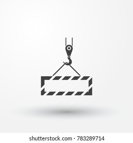pictograph crane hook, lifting work, installation works, building, fully editable vector image