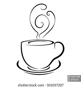 Pictograph of cup, vector black Coffee icon on white background