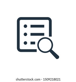 Pictograph of document with magnifier