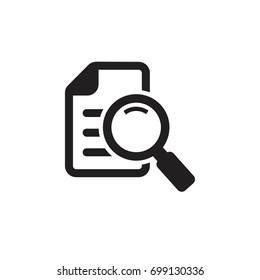 Pictograph of document with magnifier for icon