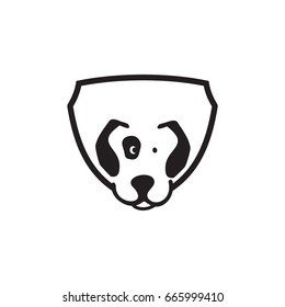 Pictograph of dog with shield for template logo, icon, and identity vector designs.