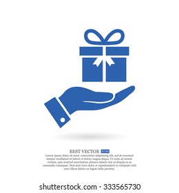 Pictograph of email in hand box . Vector icon 10 EPS