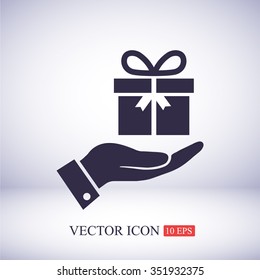 Pictograph of email in hand box . Vector icon 10 EPS