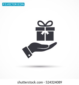 Pictograph of email in hand box . Vector icon 10 EPS
