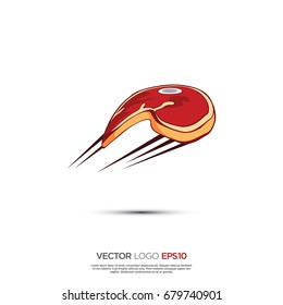 Pictograph of flying meat for icon, logo and identity designs